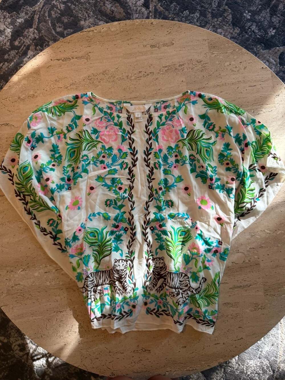 Lilly Pulitzer Brittina Caftan Tunic in Resort White Royal Zoo